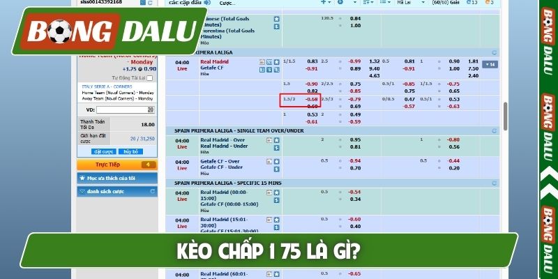 Kèo chấp 1 75 là gì